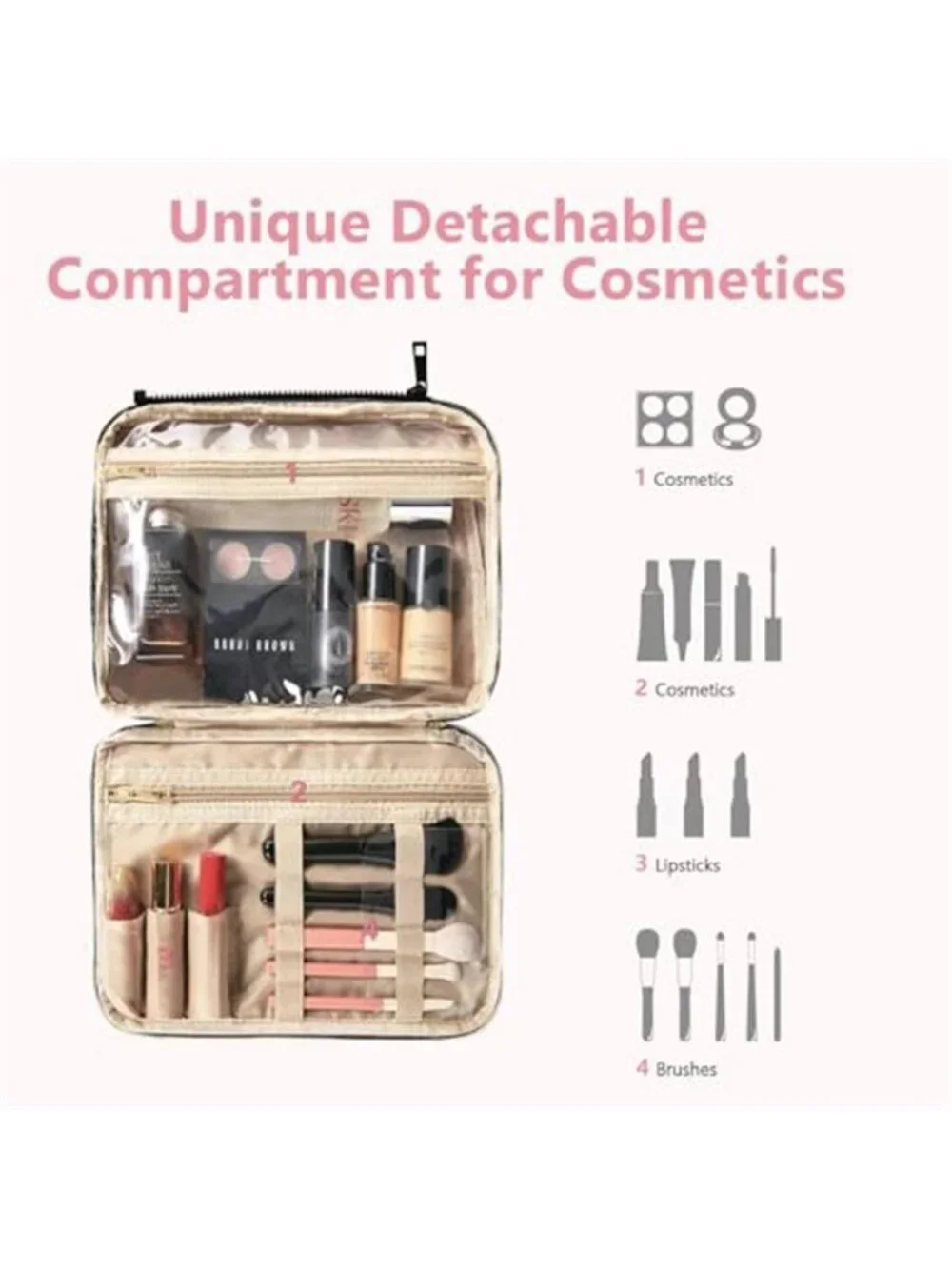 Detachable Travel Toiletry Bag for Women - Large Toiletry Bags for Traveling